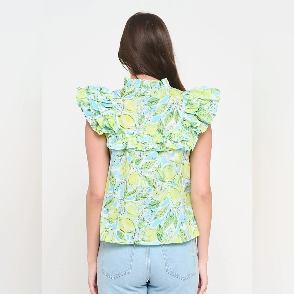 NWT Avara Maddie Ruffled Tie‎ Neck Top Large - Picture 8 of 8